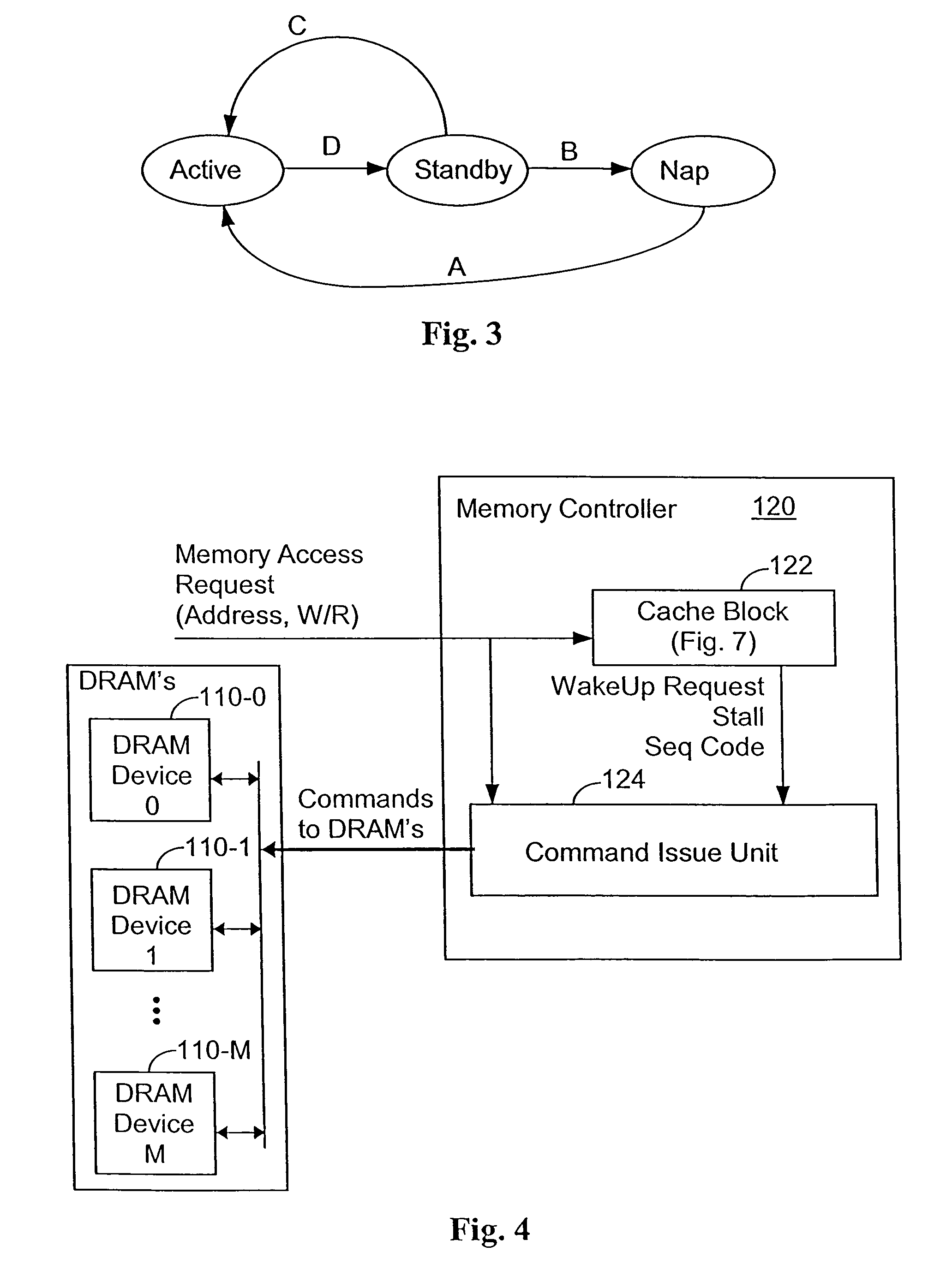 Memory controller with power management logic