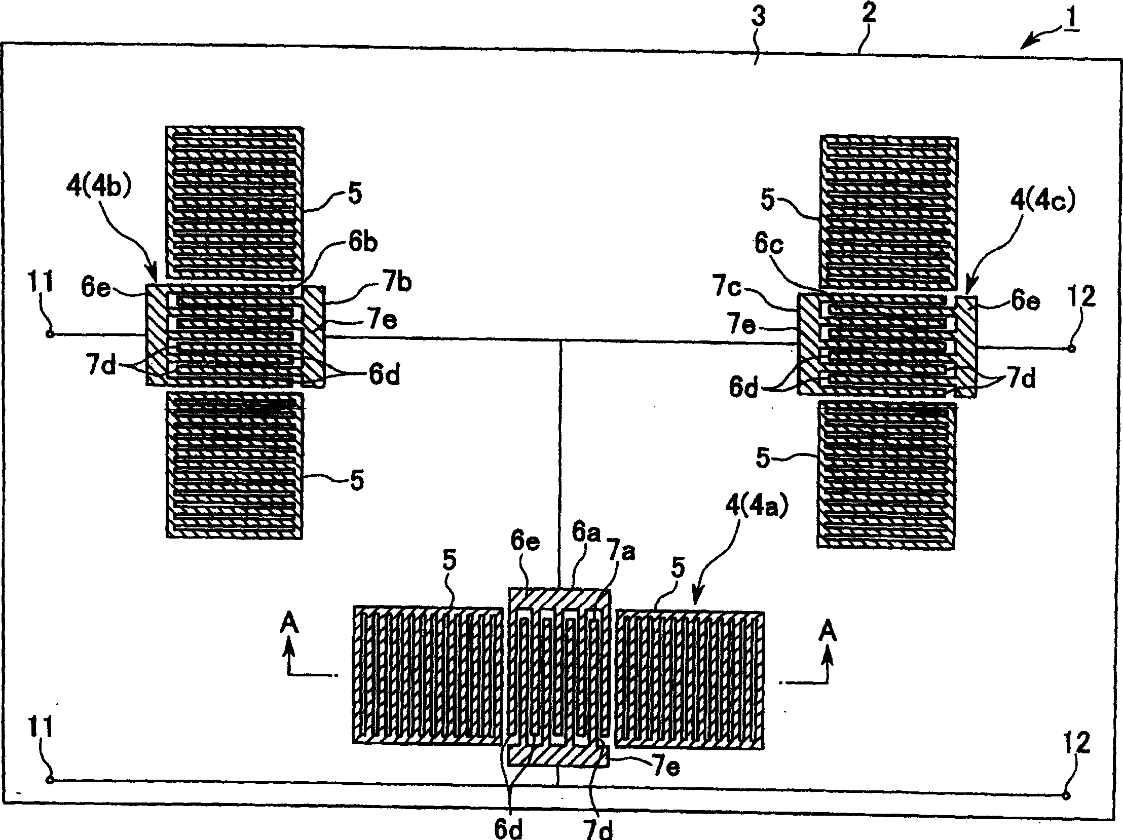 Ladder type SAW filter and its mfg. method