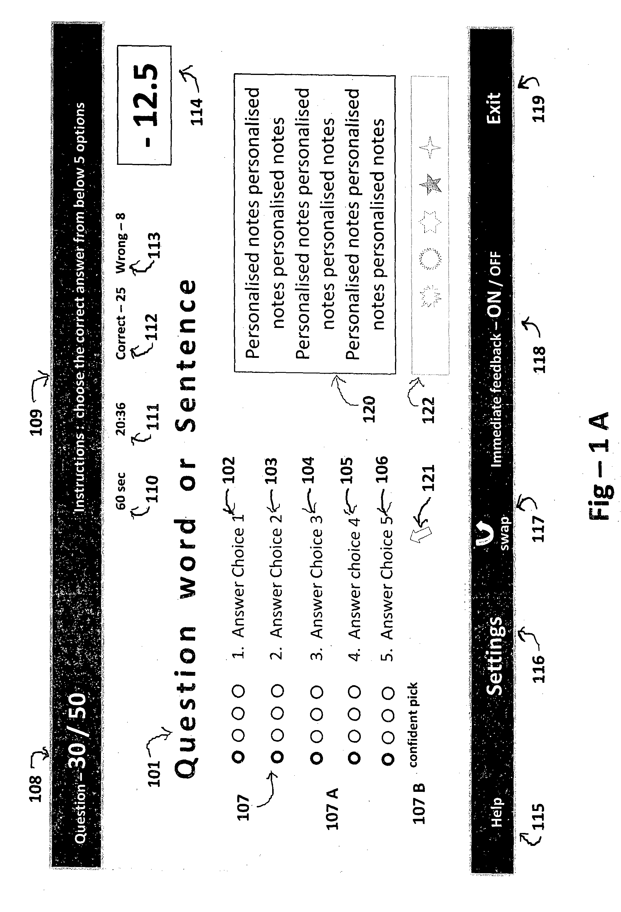 Assessment for efficient learning and top performance in competitive exams - system, method, user interface and a computer application