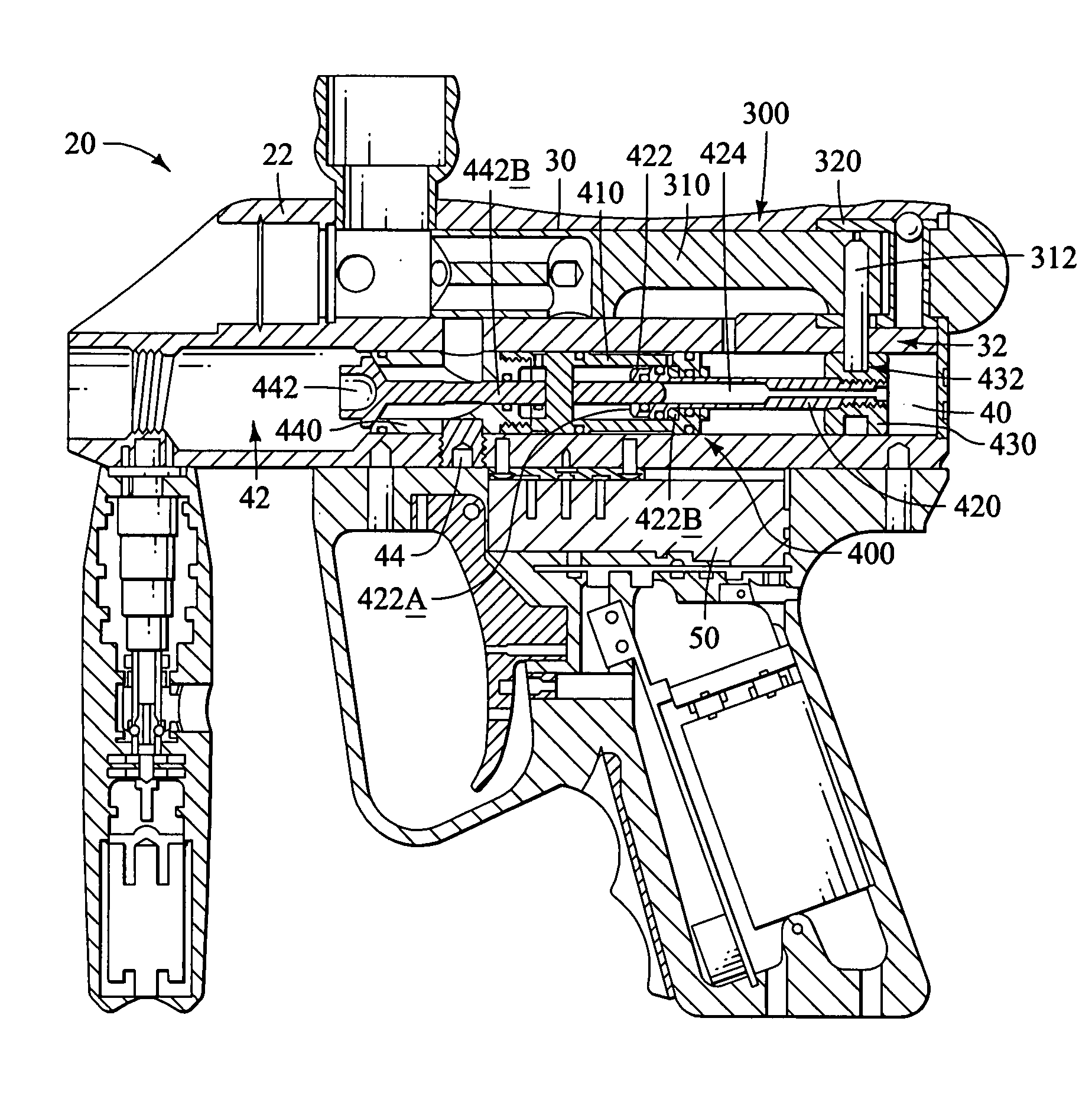 Pneumatic paintball gun and components