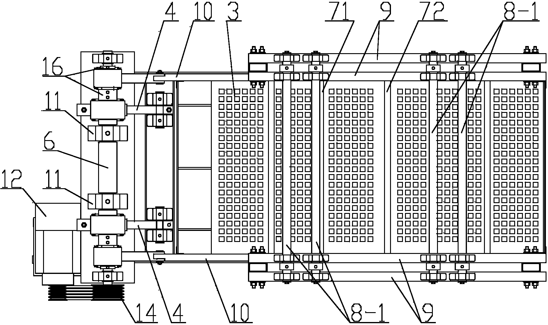 Distributed driven type rocking sieve