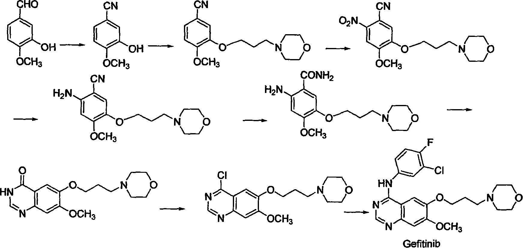 Preparing method for gefitinib