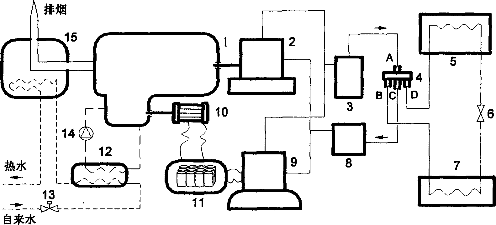 Double-compressor hybrid-power combustion-gas thermal pump air-conditioning system