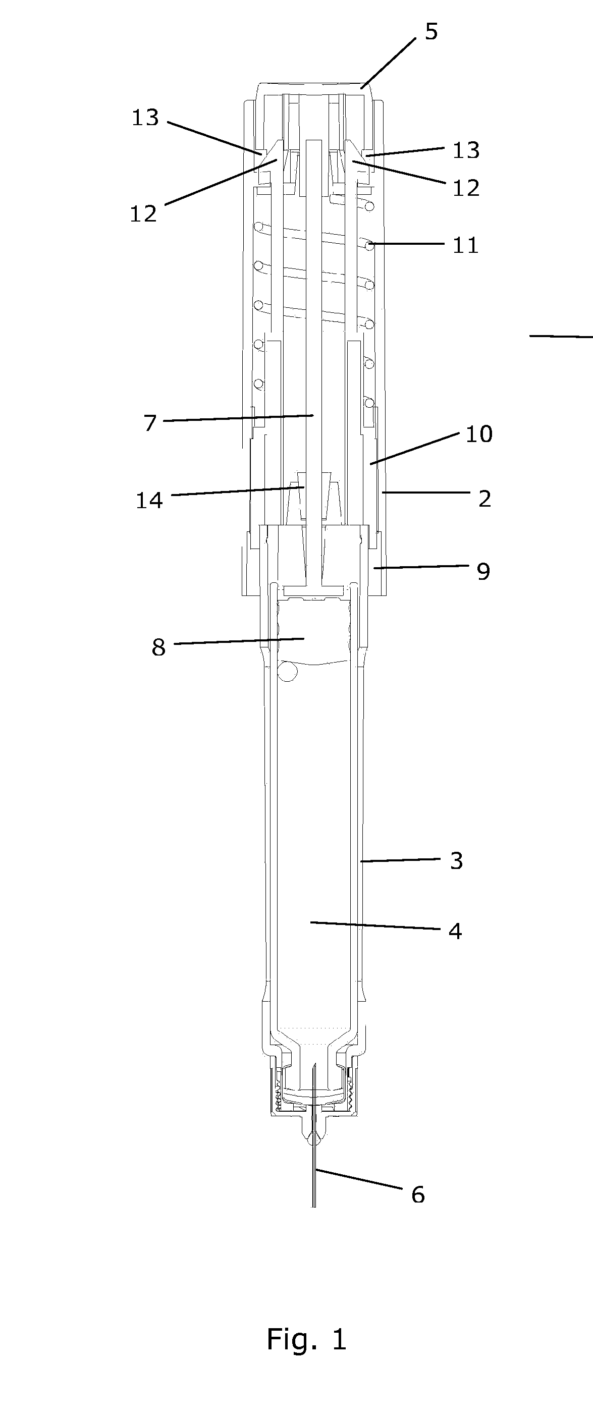 Device for injecting apportioned doses of liquid drug