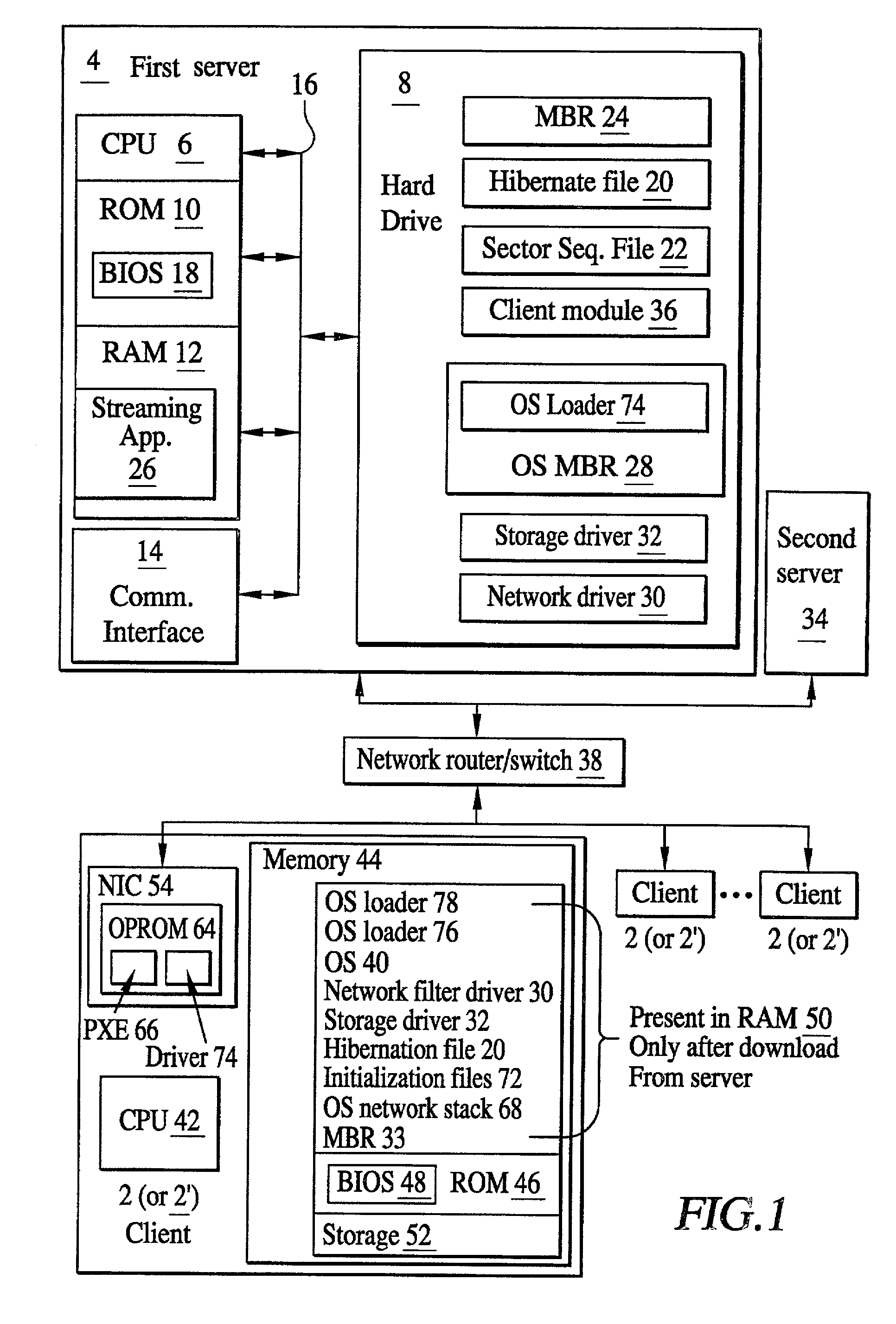 System for and method of streaming data to a computer in a network