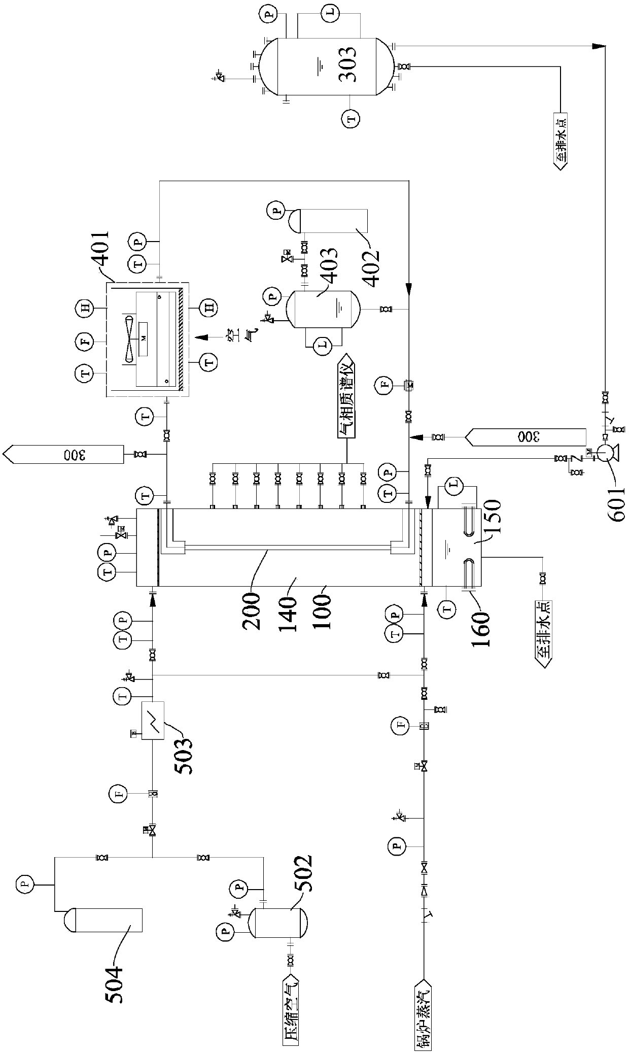 Test device for containment heat passive export system