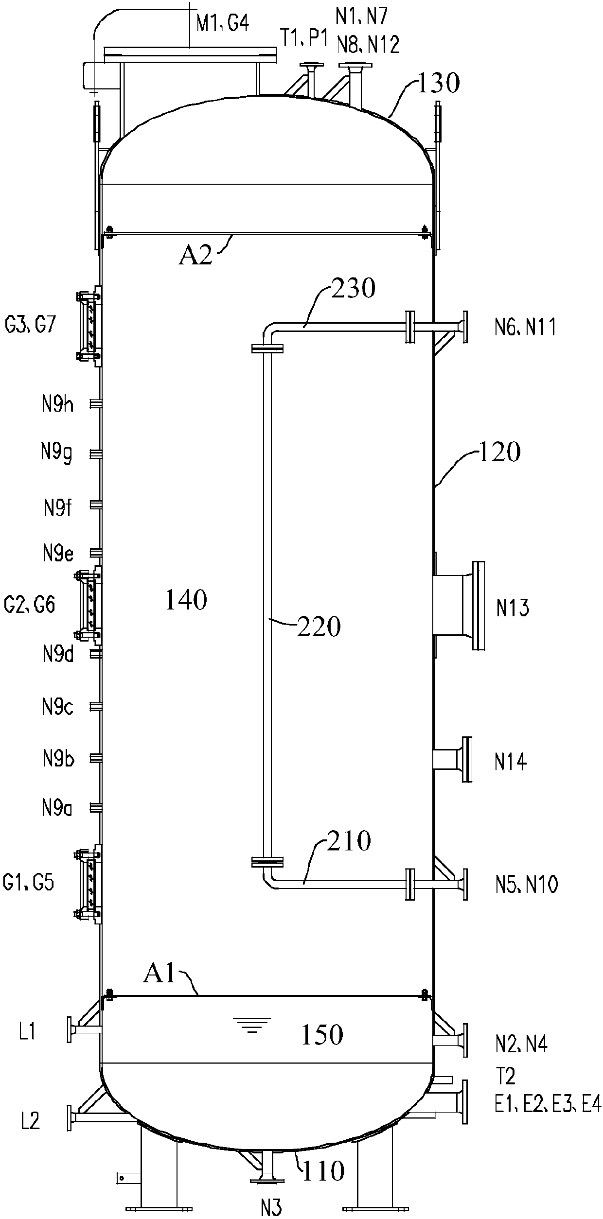 Test device for containment heat passive export system