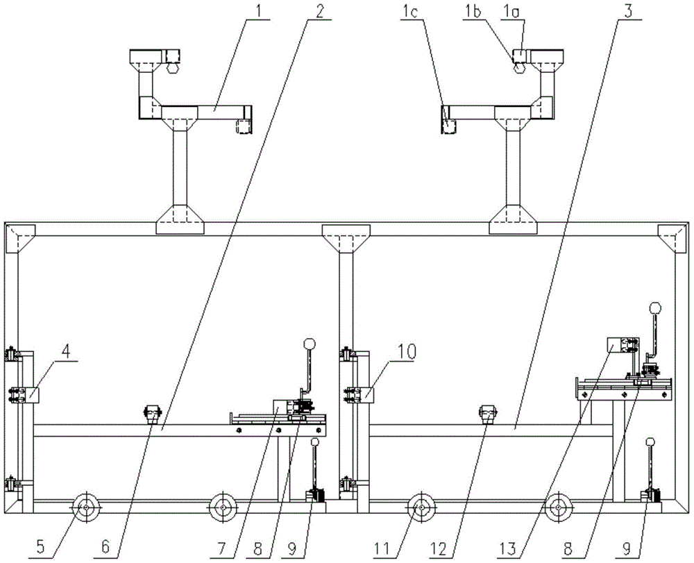 A movable four-door spreader for cross-line conveying