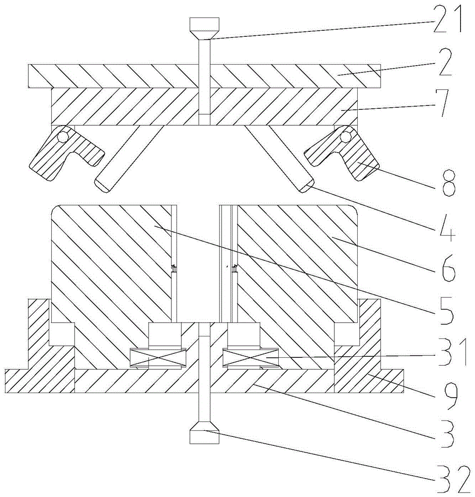 Multi-direction block forging device and process of special-shaped fuel injector body based on guide pin