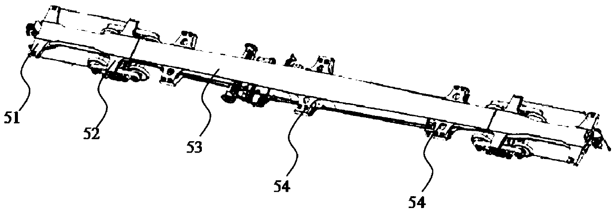 Dedicated flatcar body for railway container and container conveying system