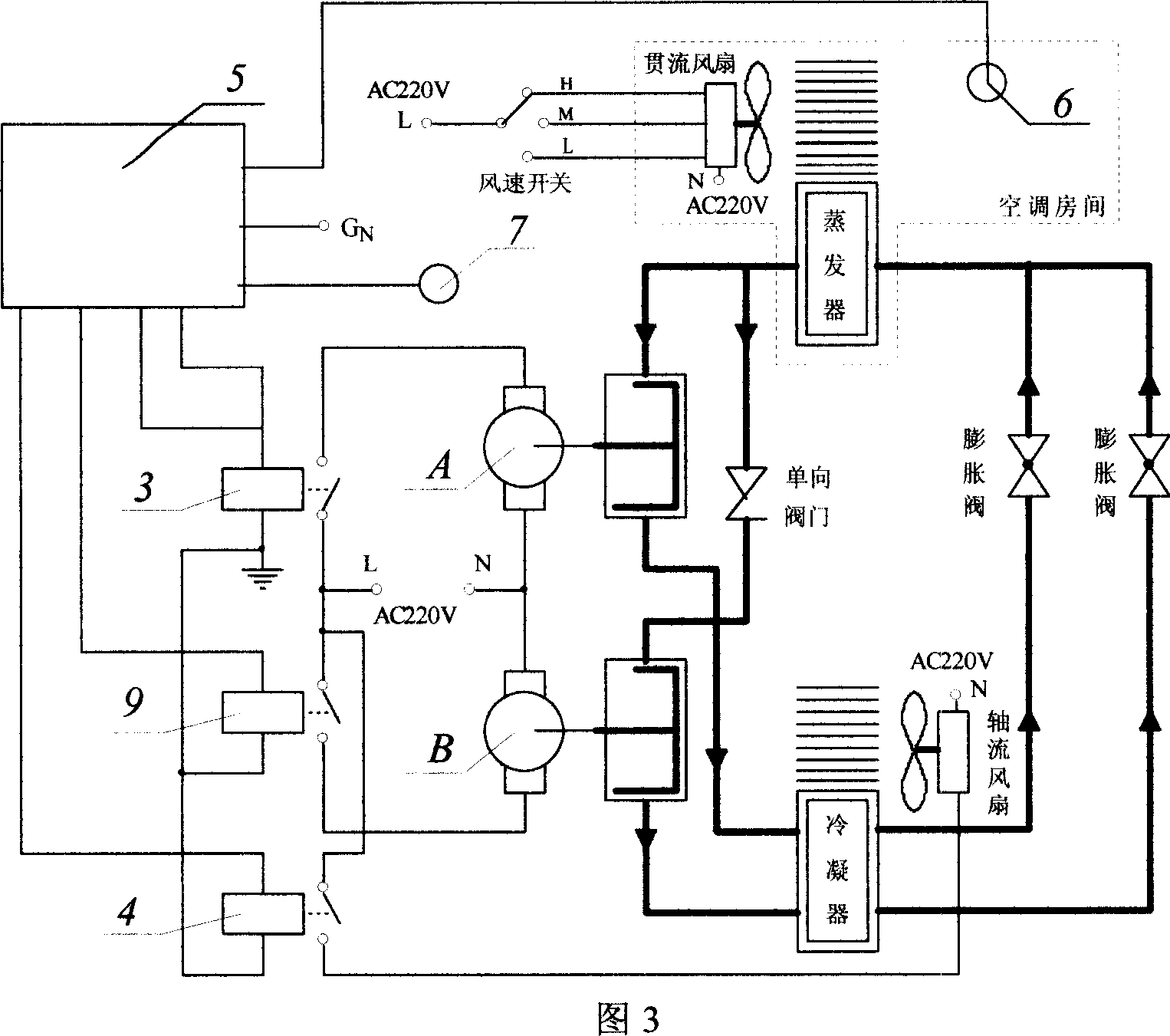 Method for improving air conditioner refrigeration efficiency and control device thereof