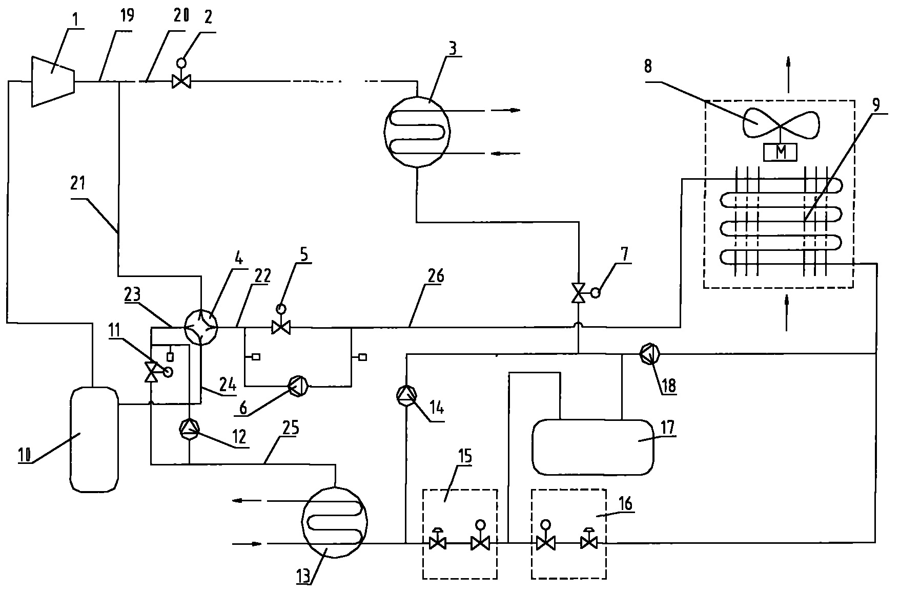 Four-in-one air-cooling heat pump unit