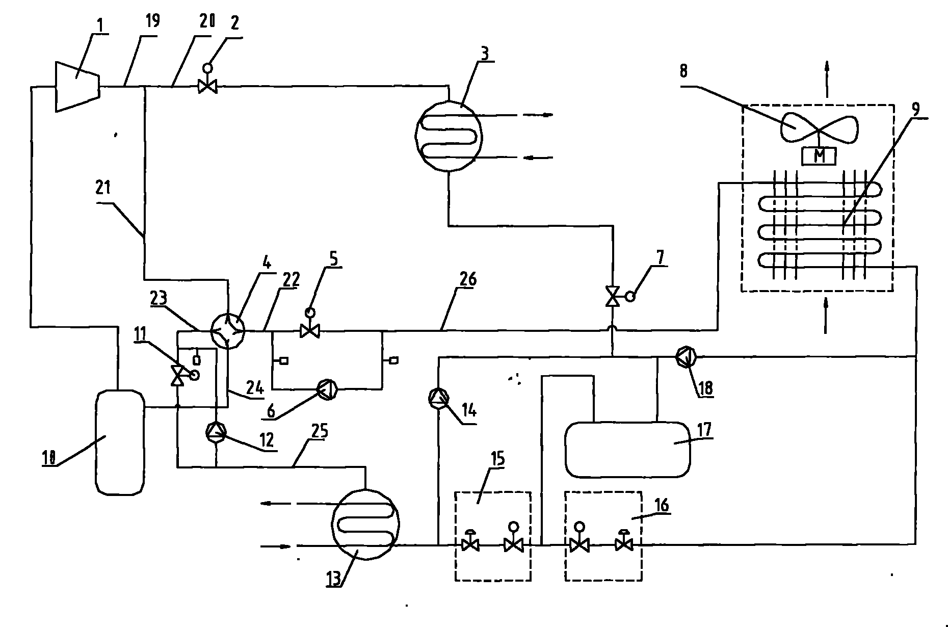 Four-in-one air-cooling heat pump unit