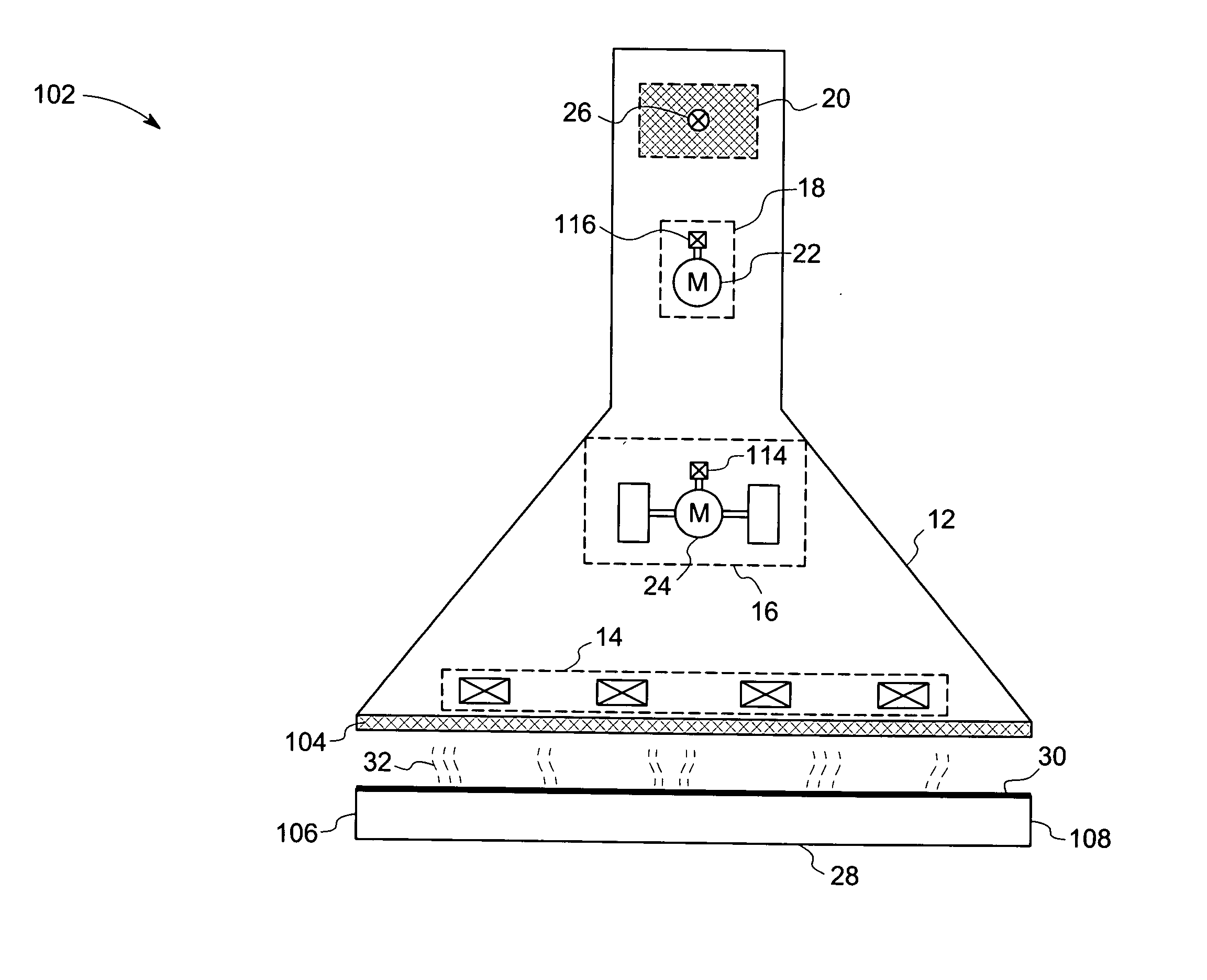 System and method for managing air from a cooktop