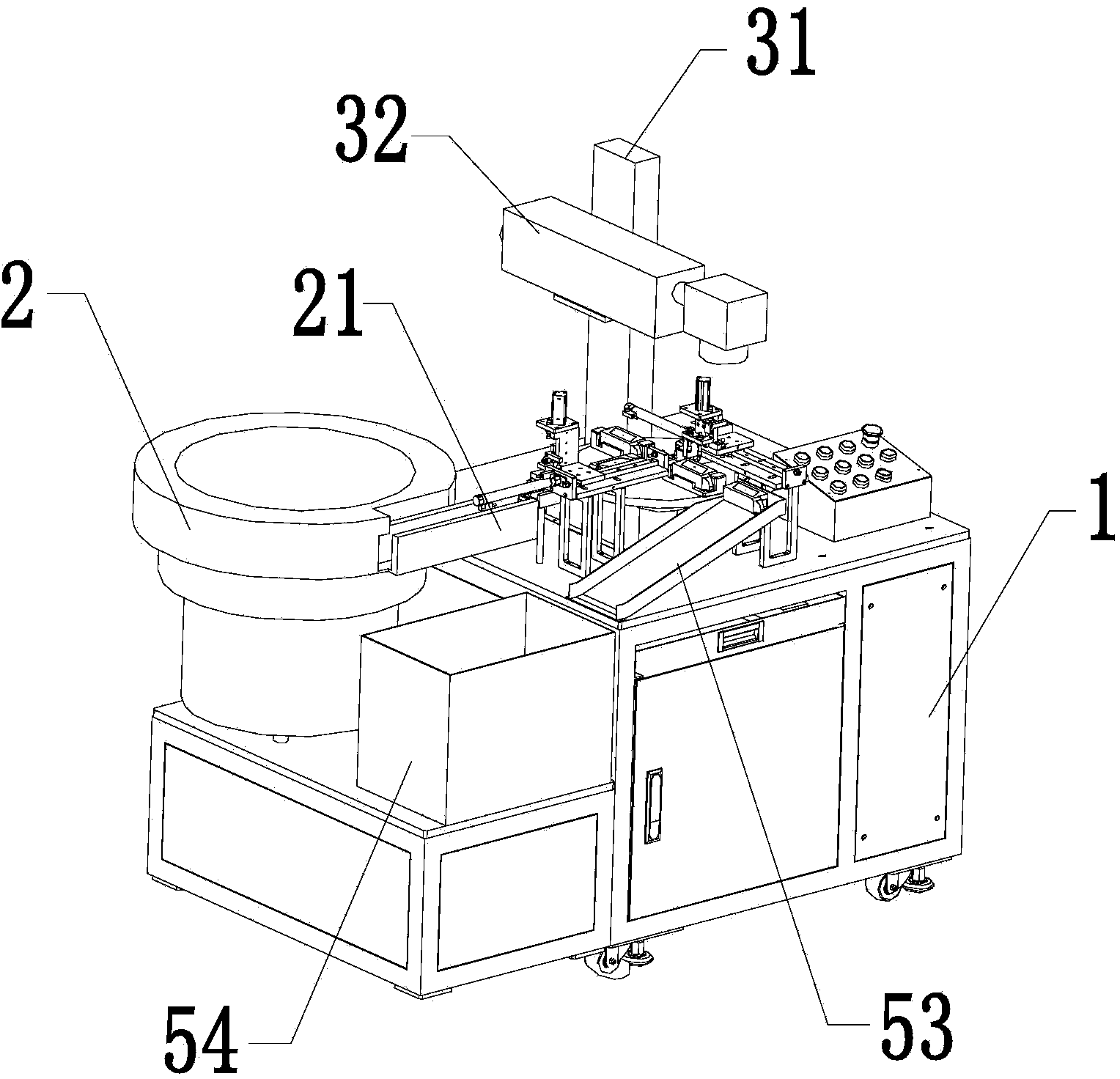 Laser marking device capable of feeding and discharging materials automatically