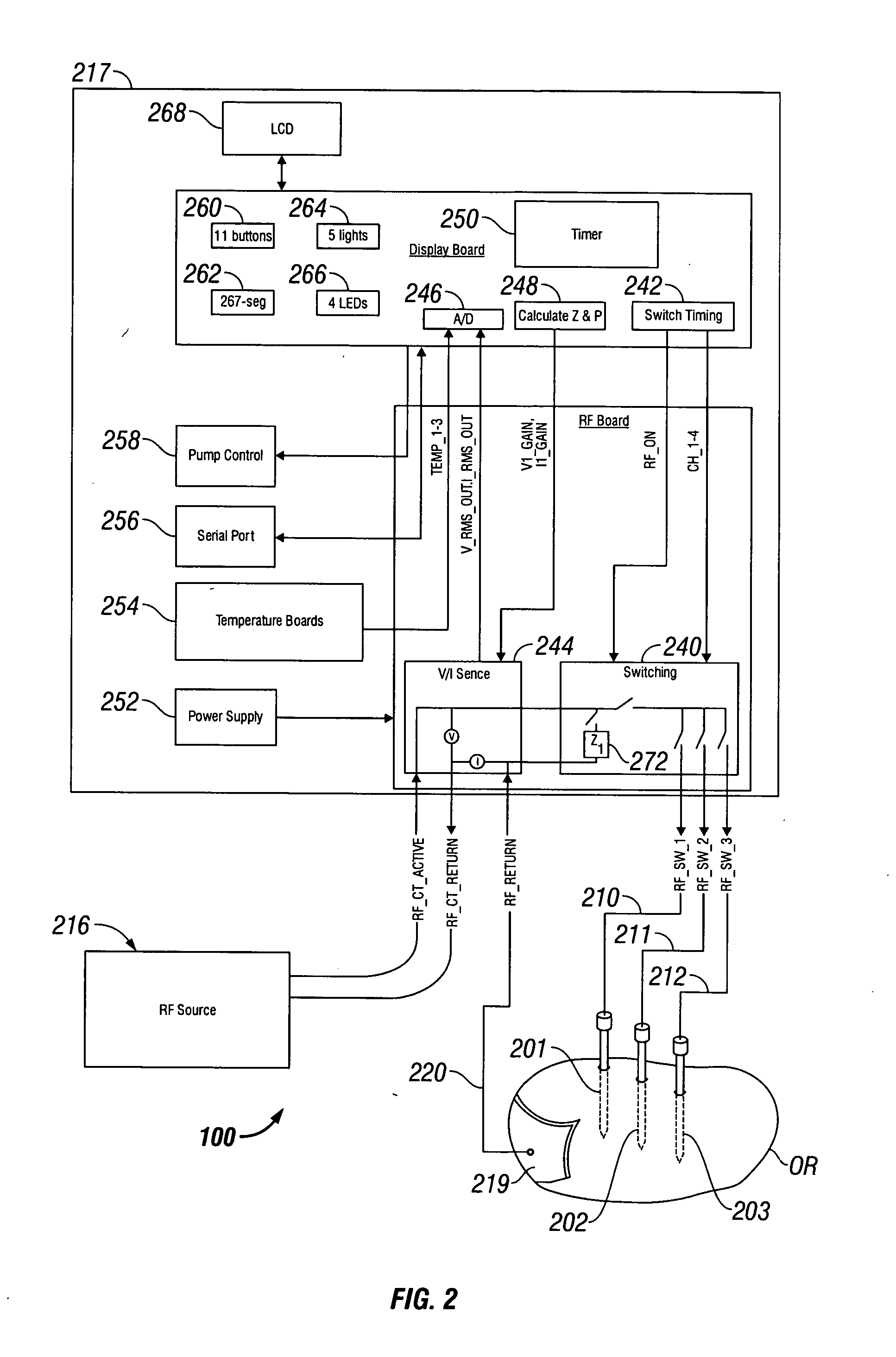 Electrosurgical system employing multiple electrodes and method thereof