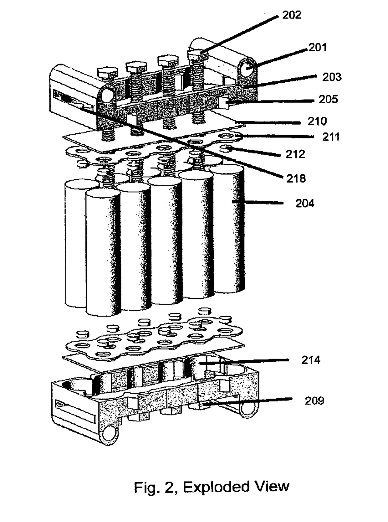 Means for Assembling Cylindrical Batteries into a Modular and Rebuildable Battery Pack