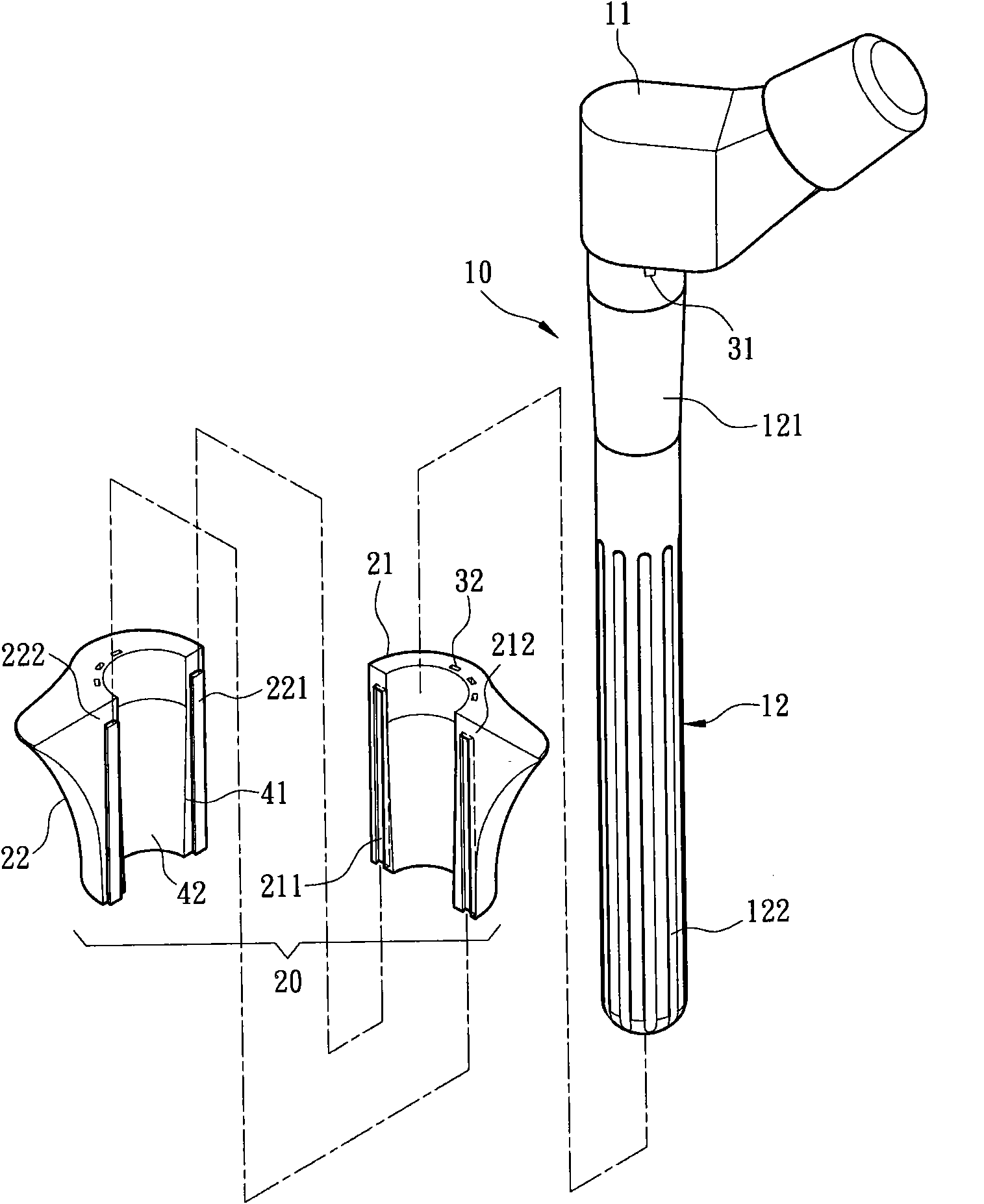 Modularized artificial hip joint femoral shaft