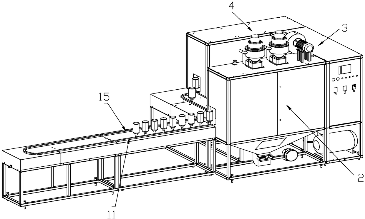 Full-automatic glass bottle decoration firing and film removal machine