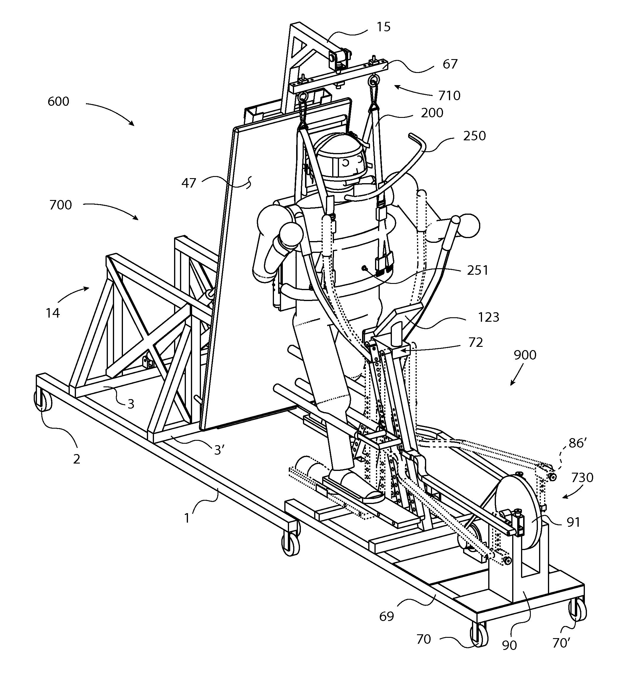 Motorized air walker and suspension system for paralyzed persons