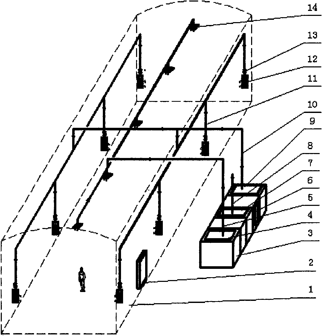 Dedusting system of whole factory building