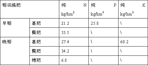 Red earth rice field reduced fertilizer application method based on target yield