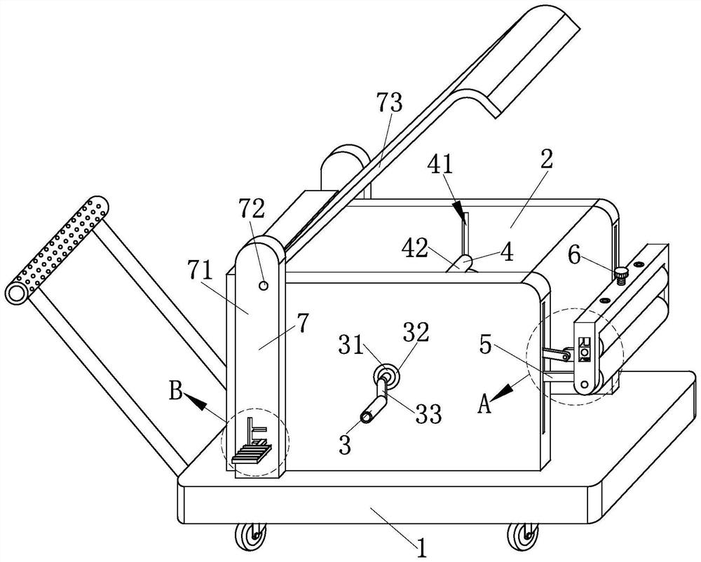 A secondary take-up device for fabric with a dust removal assembly