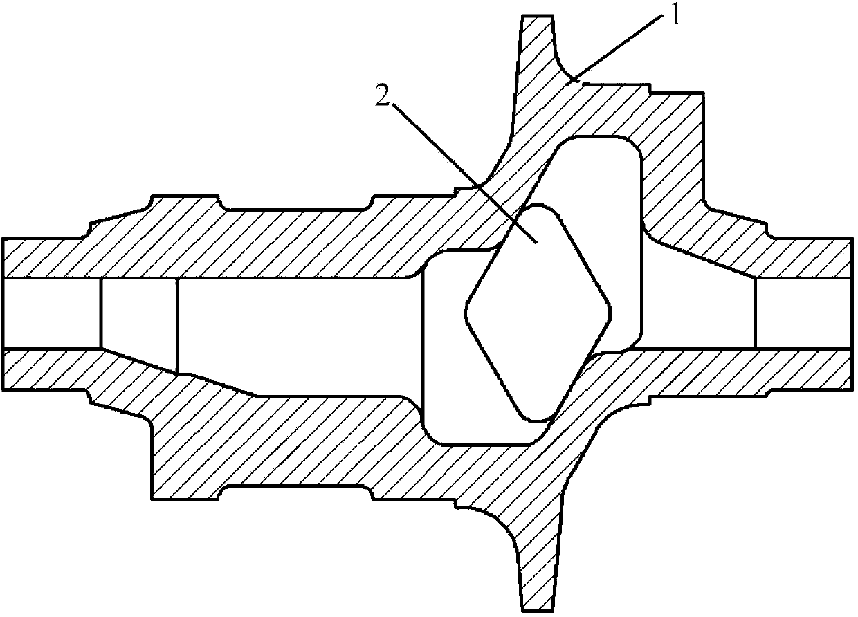 Casting method of hollow crankshaft of slurry pump