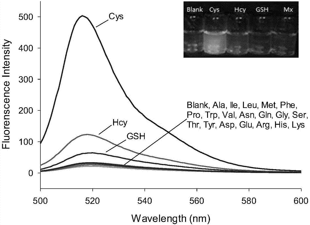 A kind of preparation method and application of cys fluorescent probe based on fluoropyrrole