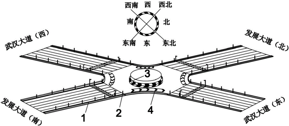 Multi-color pavement guidance system for circular intersections