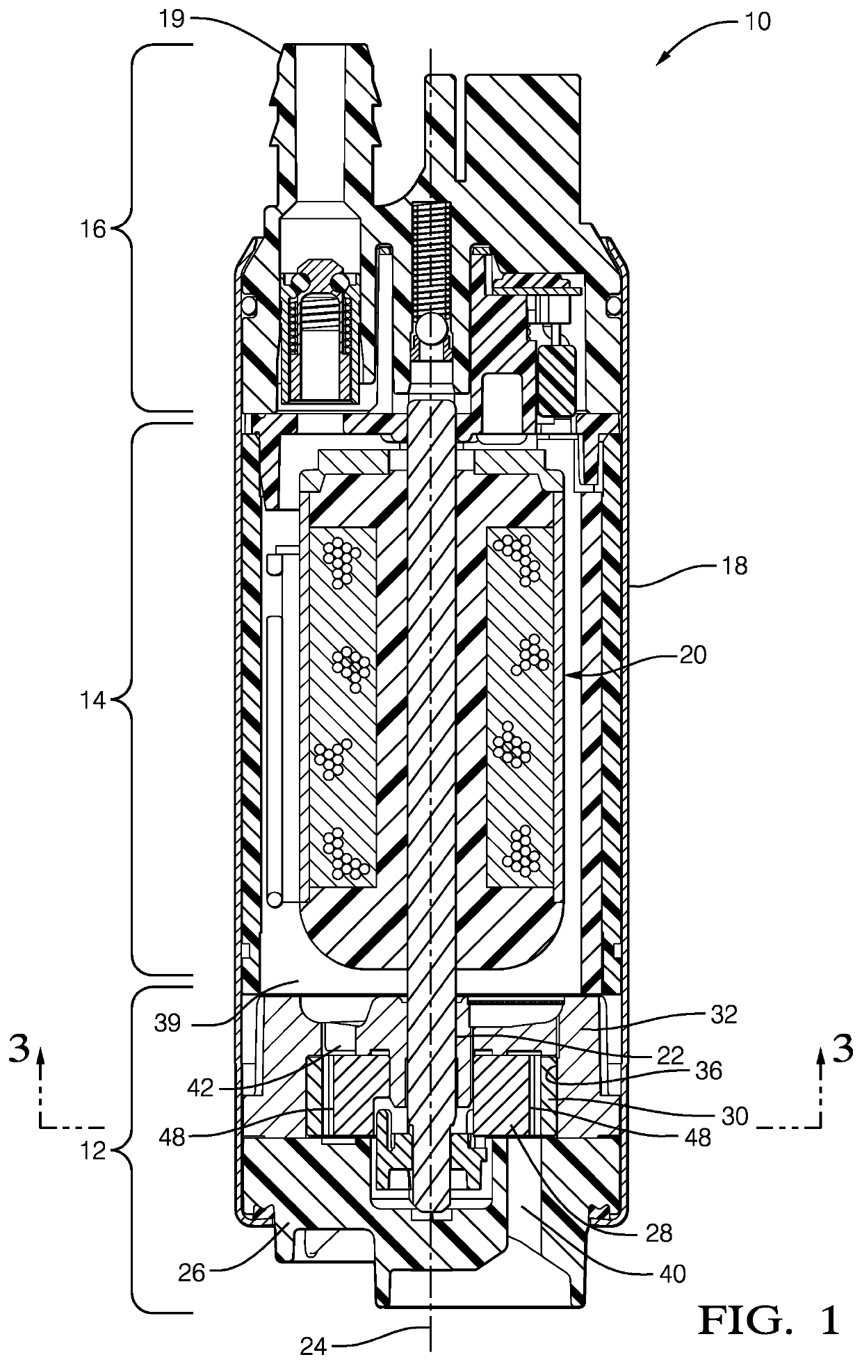 Fluid pump with rotating pumping element wear reduction