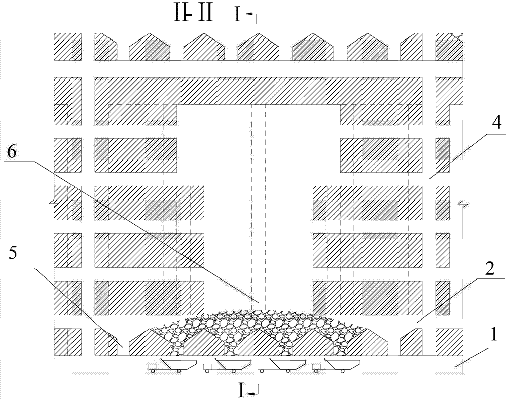 Truck coordinated mine removal subsection drilling stage room mining method