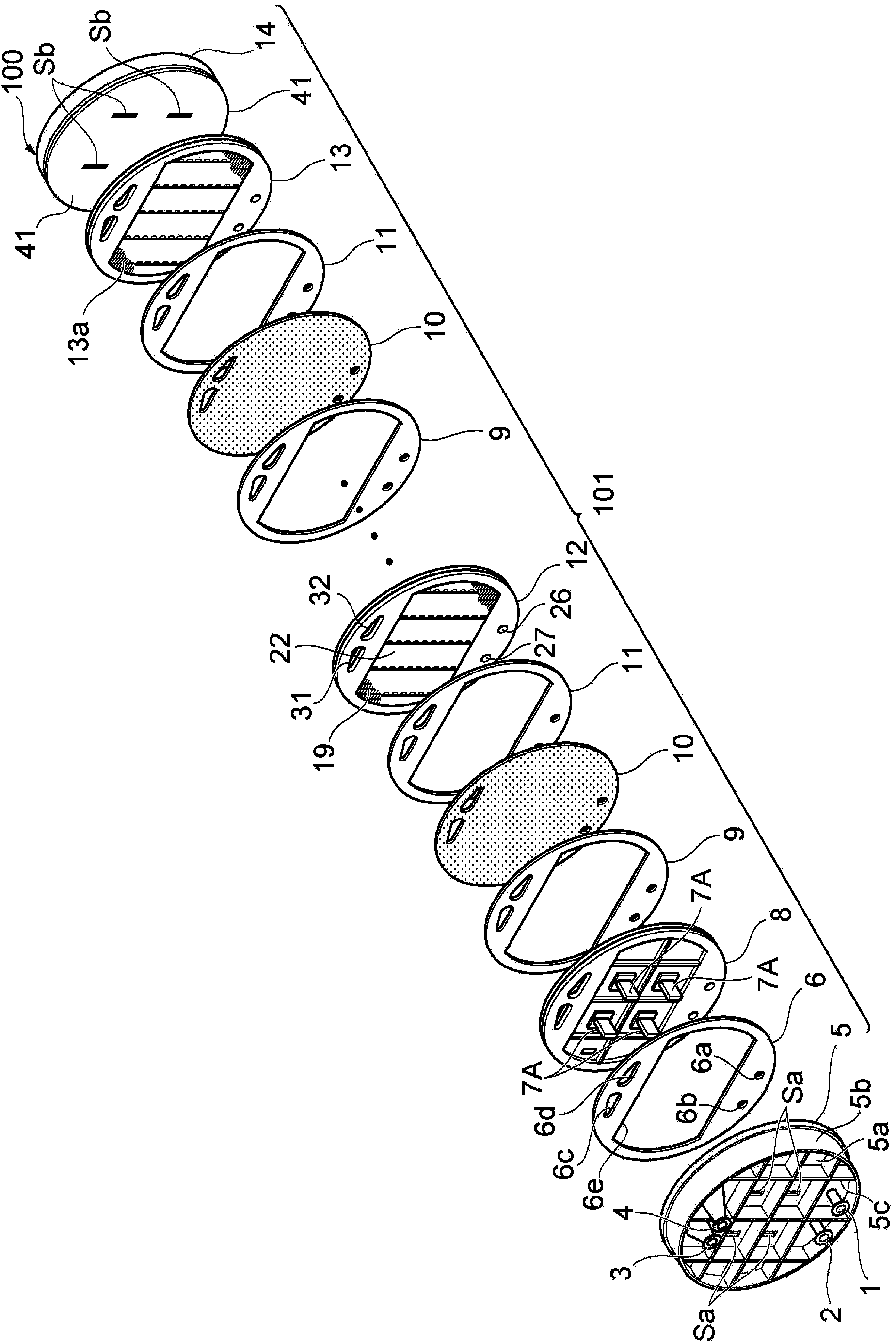 Bipolar alkaline water electrolysis unit and electrolytic cell