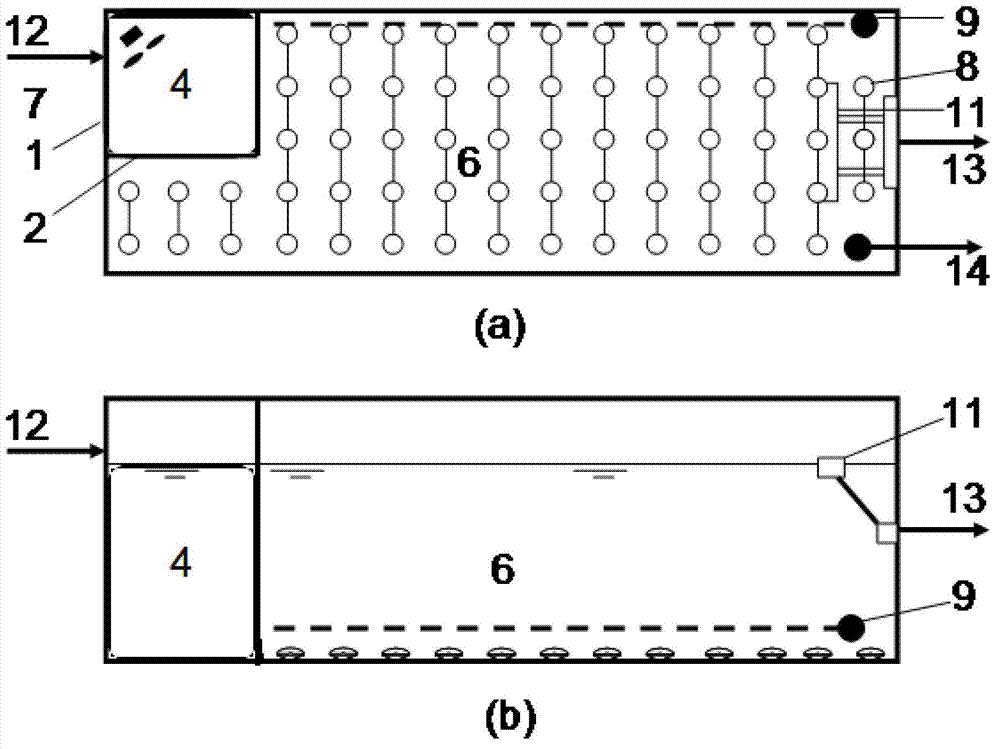 Sectionalized sewage treatment tank using cyclic activated sludge system