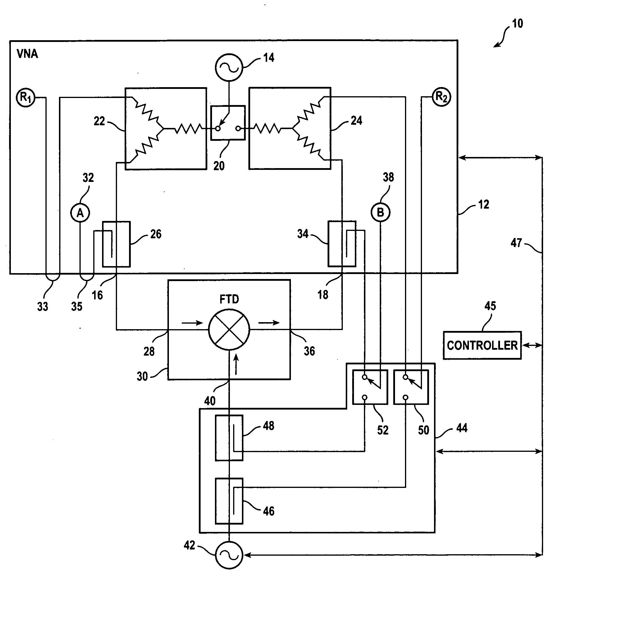 Method for measuring a three-port device using a two-port vector network analyzer