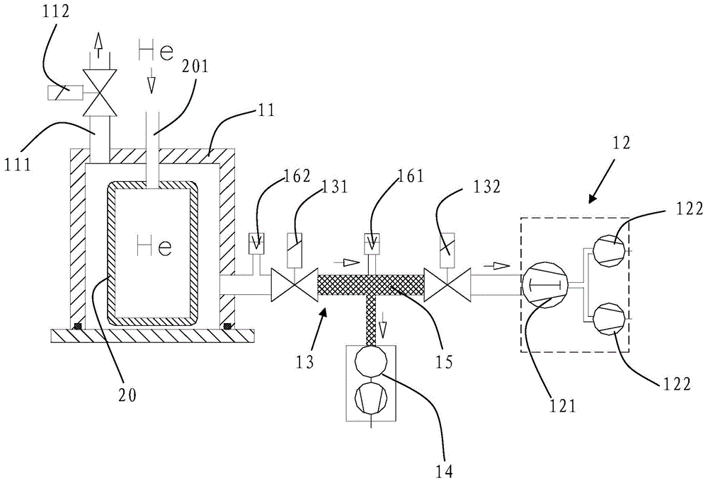 Method and device for interception sampling type helium mass spectrometer leak detection