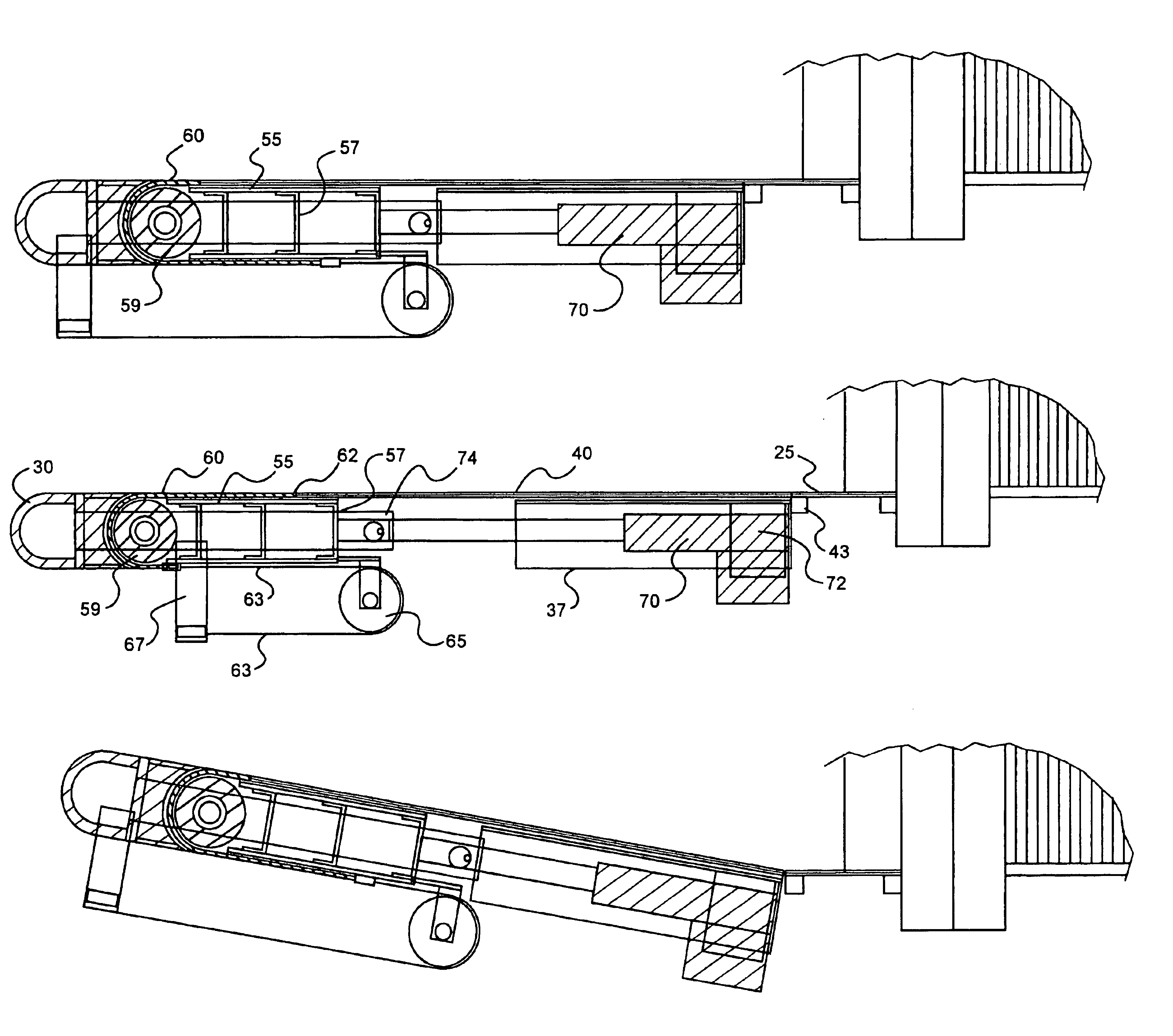 Adaptable cab floor engagement assembly for commuter and conventional jet aircraft