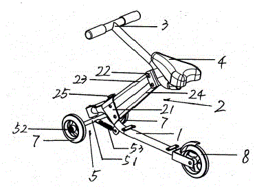 Z-shaped folding sitting type three-wheel scooter