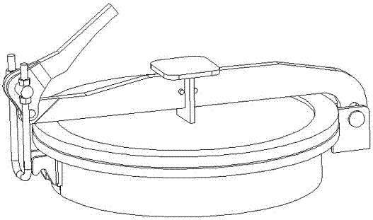 A quick-opening and quick-closing pressure beam buckle-type feeding and discharging device