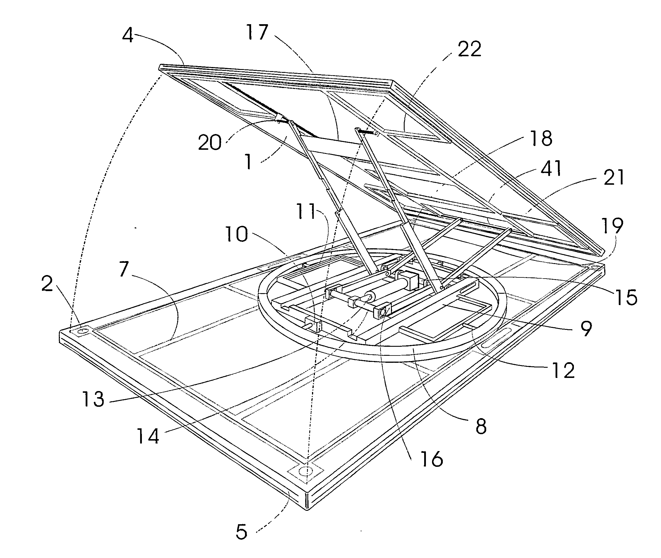 Smart modular automated multi axis case for solar modules, panels, electronic displays, sensors, and the like