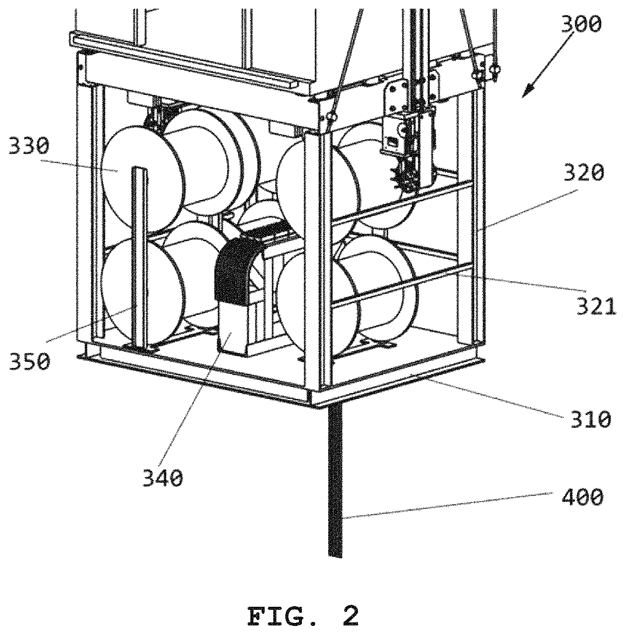 Compensation line storing apparatus, jump lift and the usage method thereof