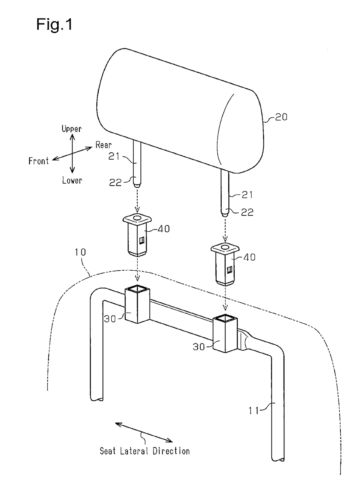 Headrest supporting structure