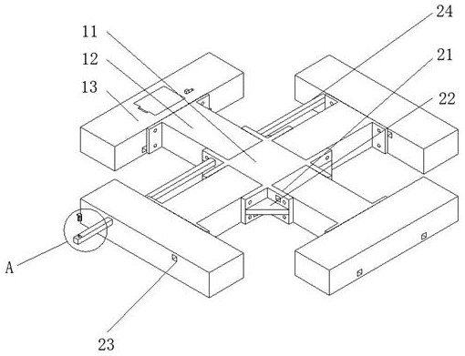 Steel structure frame type tower crane foundation