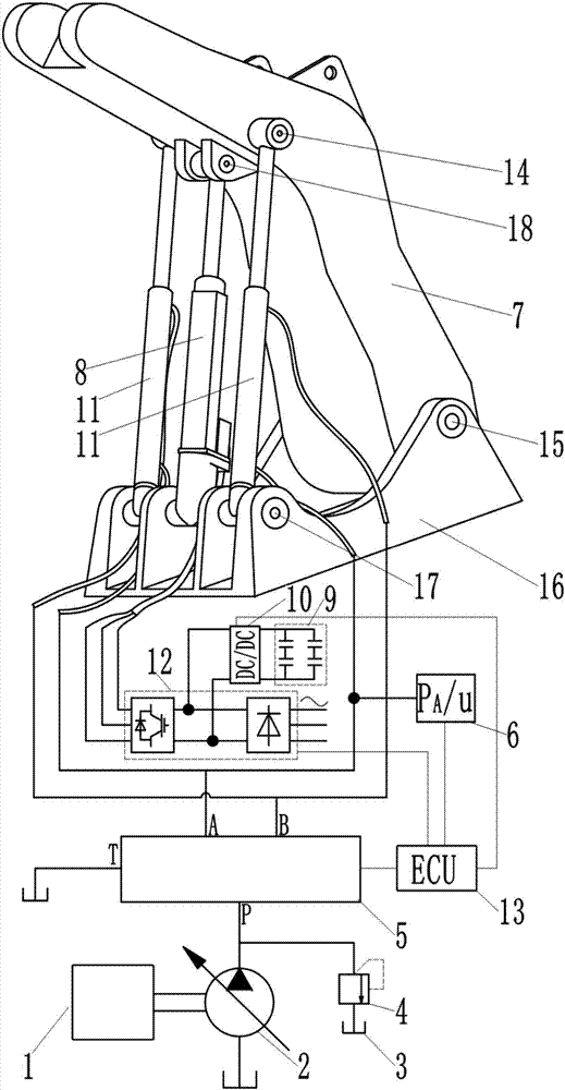 Hydro-electric hybrid energy saving system for lifting mechanism