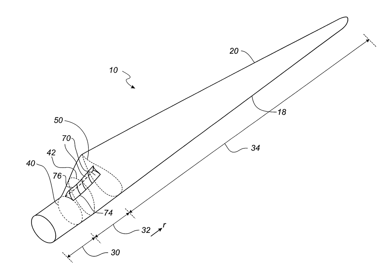 Wind turbine blade with plurality of longitudinally extending flow guiding device parts