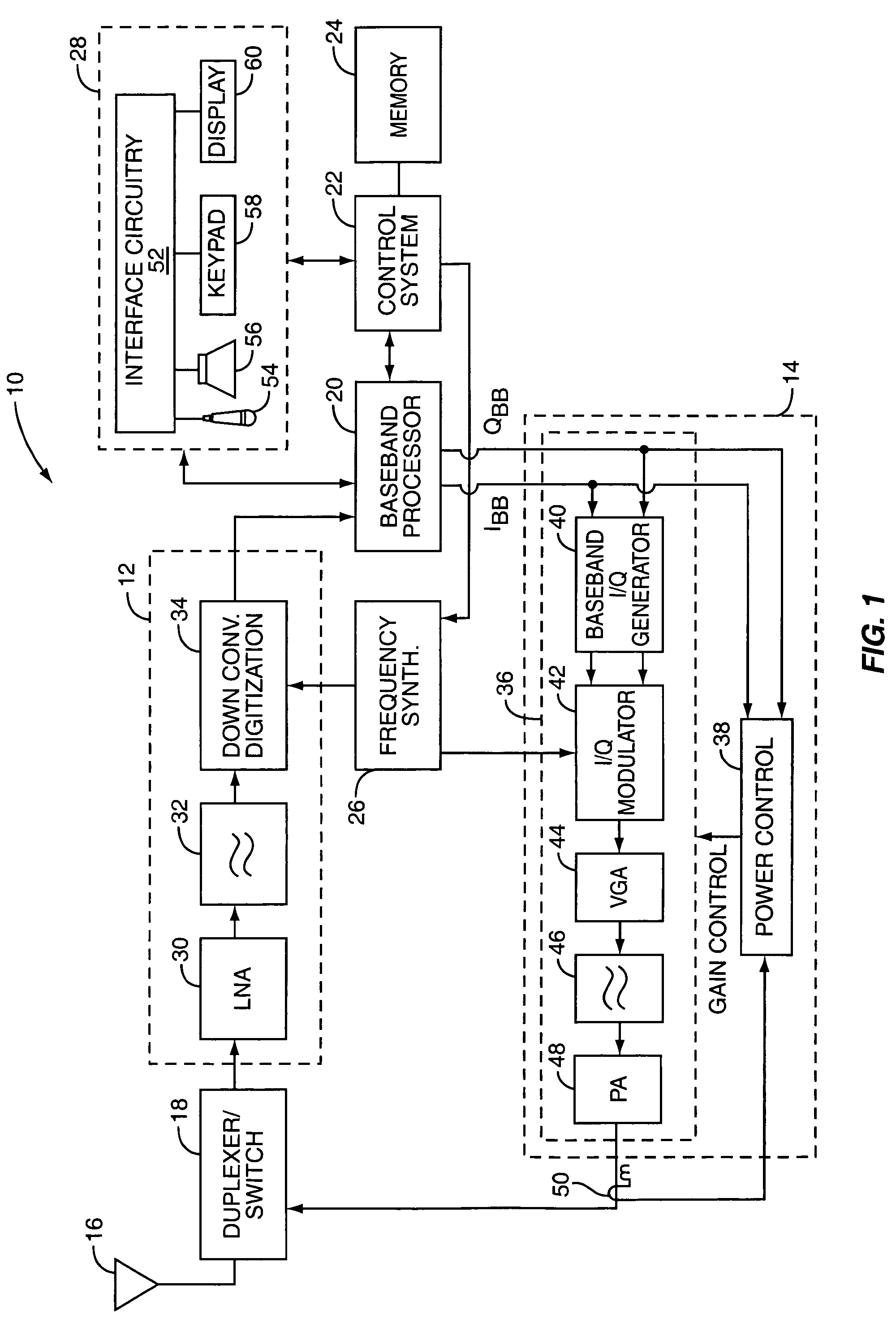 Power control system for a continuous time mobile transmitter