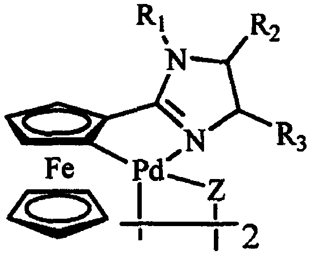 Aromatic heterocyclic alcohol ring palladium metal catalyst and its application