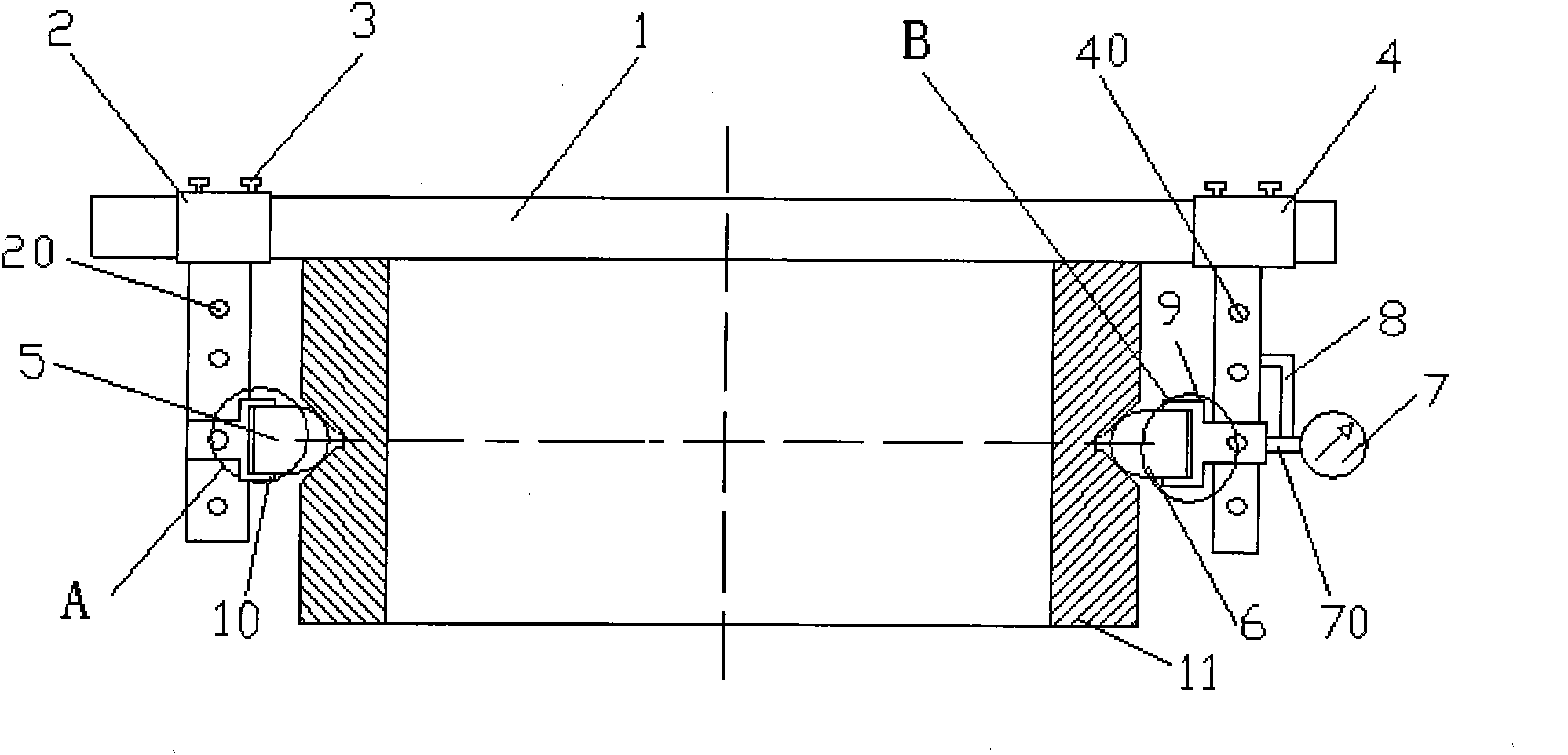 Device and method for measuring diameters of internal and external raceways of wind power bearing