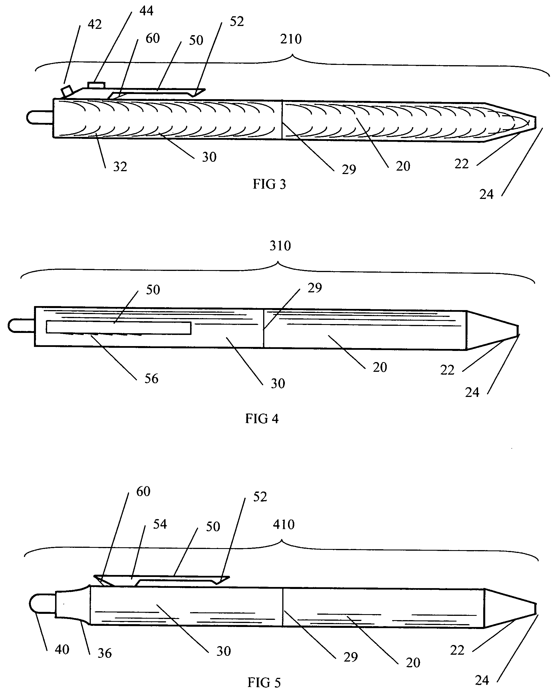 Letter opening stylus and writing instrument with pocket clip