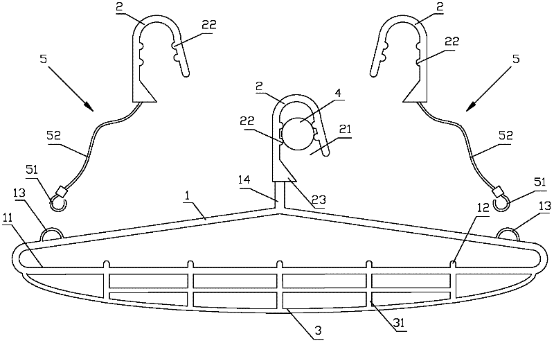 Lengthening type clothes hanger structure with hanging stability